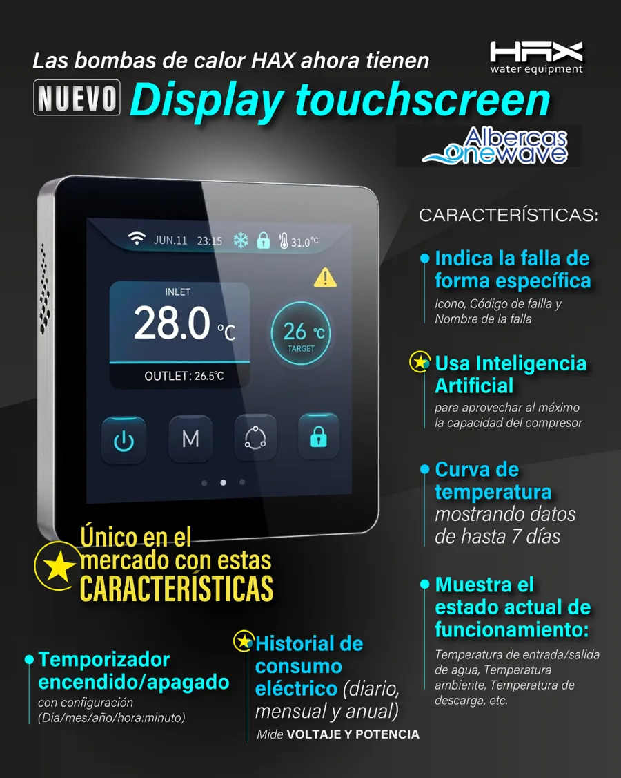 Bomba de calor HAX con pantalla touchscreen